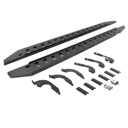 RB10 Slim Line Running Boards With Mounting Brackets Angled Textured Black 2005-2023 Toyota Tacoma Go Rhino