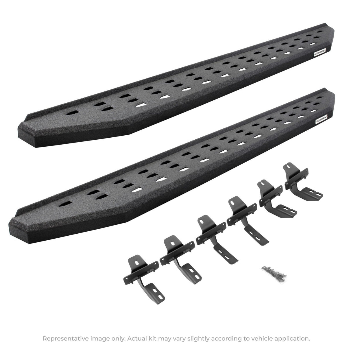 RB20 Running Boards With Mounting Brackets Protective Bedliner Coating For 2007-2018 Jeep Wrangler JK Go Rhino