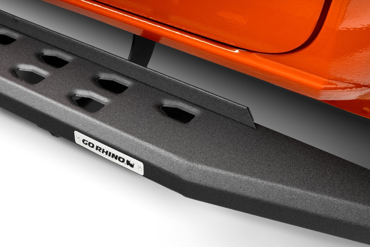 RB10 Slim Line Running Boards With Mounting Brackets Angled Textured Black 2020-2025 Jeep Gladiator Go Rhino