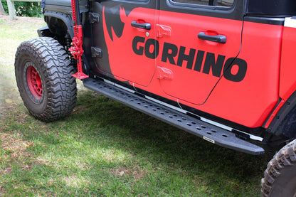 RB20 Slim Line Running Boards With Mounting Brackets Protective Bedliner Coating 2020-2025 Jeep Gladiator Go Rhino