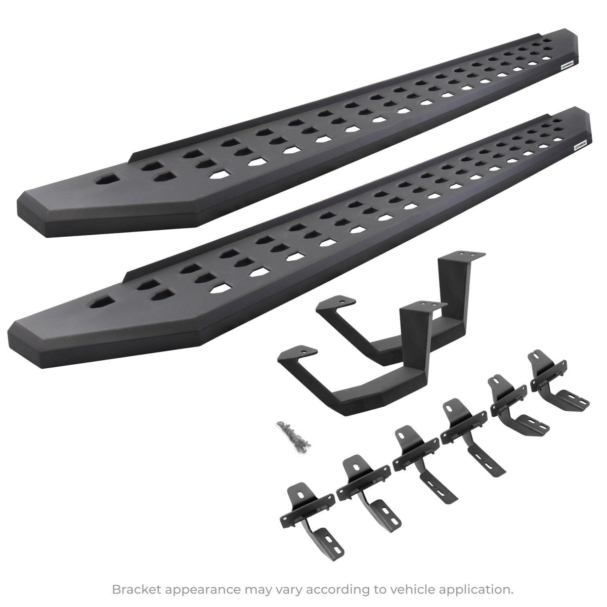 RB20 Running Boards With Mounting Brackets & 1 Pair of Drop Steps Kit Textured Black For 2018-2025 Jeep Wrangler JL Go Rhino