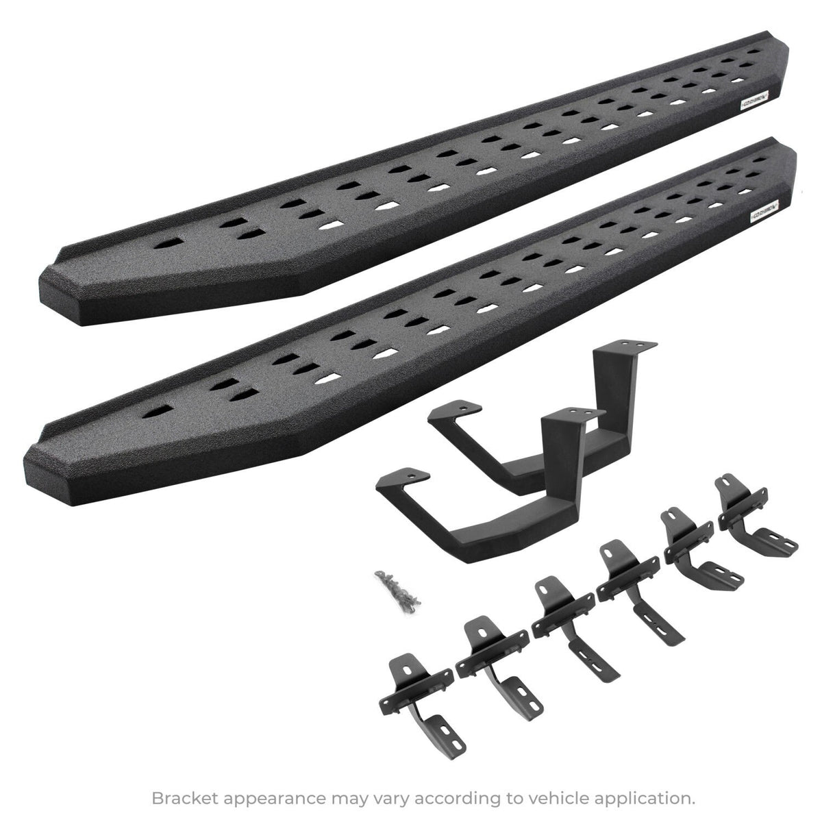 RB20 Running Boards With Mounting Brackets & 1 Pair of Drop Steps Kit Protective Bedliner Coating For 2018-2025 Jeep Wrangler JL Go Rhino
