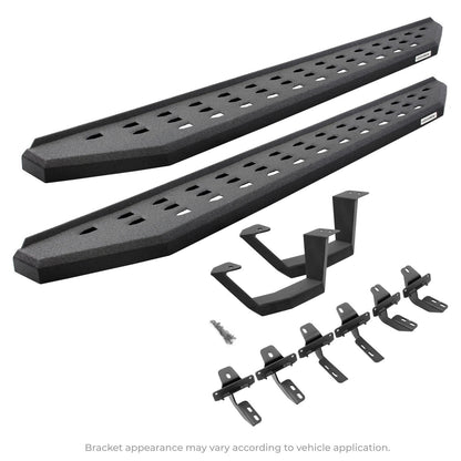 RB20 Running Boards With Mounting Brackets & 1 Pair of Drop Steps Kit Protective Bedliner Coating For 2018-2025 Jeep Wrangler JL Go Rhino