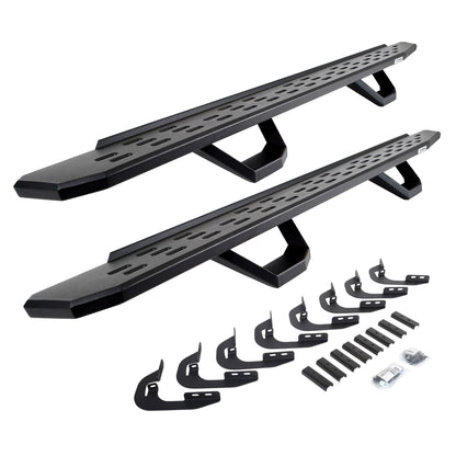 RB30 Running Boards with Mounting Brackets & 2 Pairs of Drops Steps Kit Textured Black 2014-2018 Silverado/Sierra 1500/2500 HD Go Rhino