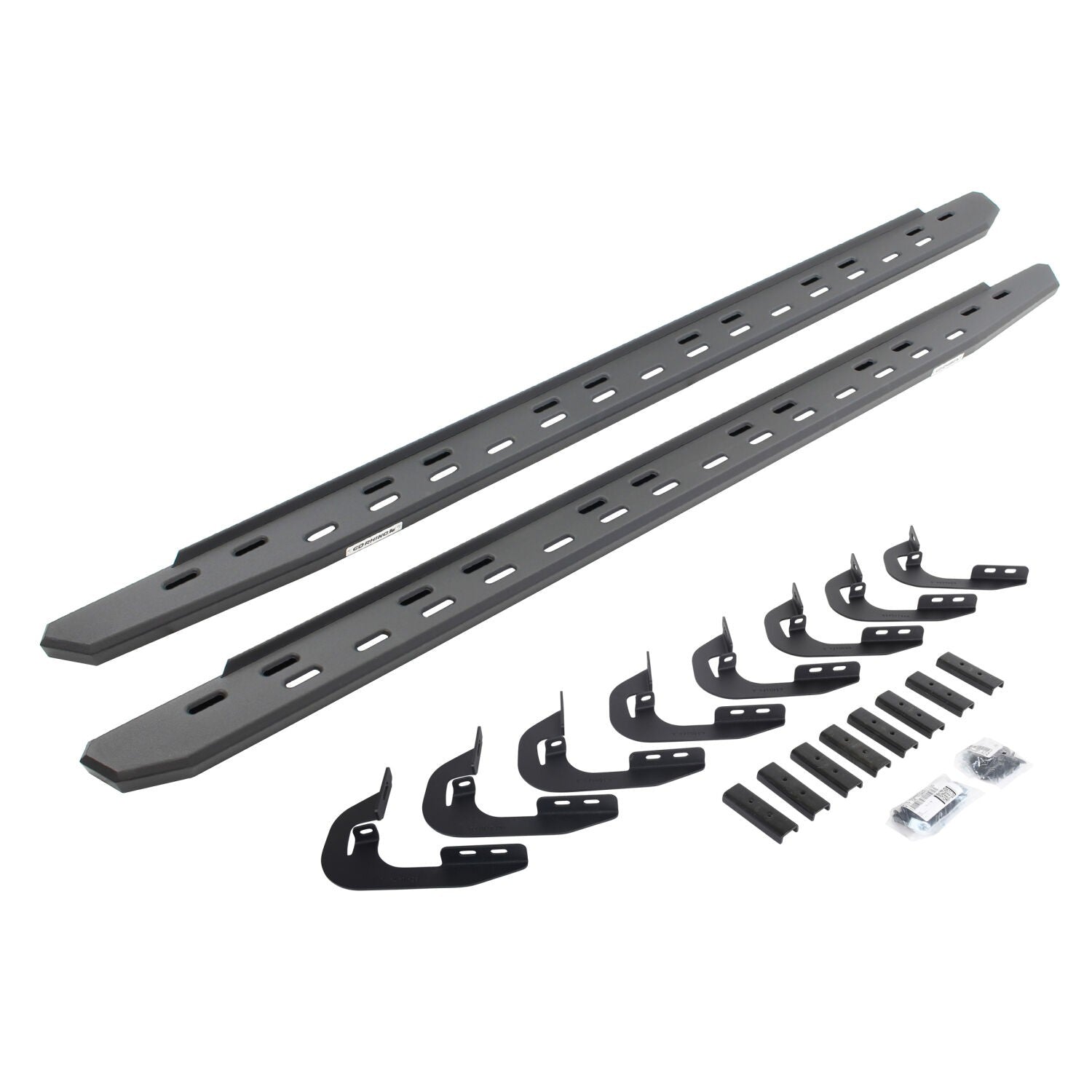 RB30 Slim Line Running Boards with Mounting Bracket Kit Textured Black 2014-2018 Silverado/Sierra 1500/2500 HD Go Rhino