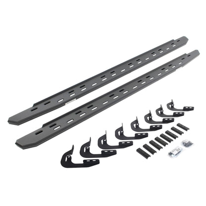 RB30 Slim Line Running Boards with Mounting Bracket Kit Textured Black 2014-2018 Silverado/Sierra 1500/2500 HD Go Rhino