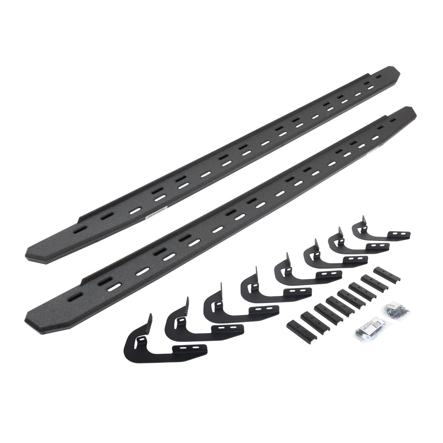 RB30 Slim Line Running Boards with Mounting Bracket Kit Protective Bedliner Coating 2014-2018 Silverado/Sierra 1500/2500 HD Go Rhino
