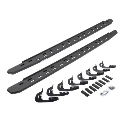 RB30 Slim Line Running Boards with Mounting Bracket Kit Protective Bedliner Coating 2014-2018 Silverado/Sierra 1500/2500 HD Go Rhino