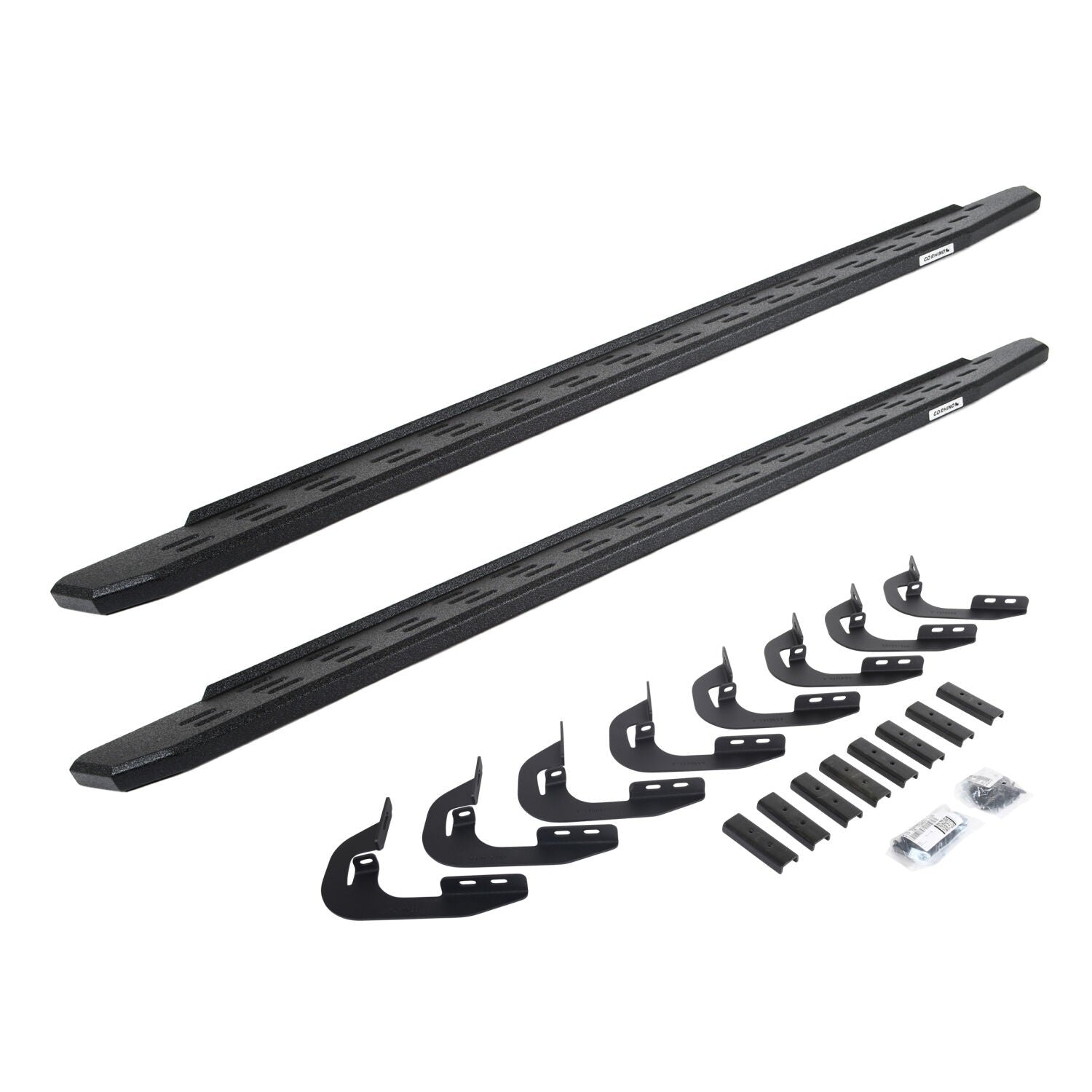 RB30 Running Boards with Mounting Bracket Kit Protective Bedliner Coating 2014-2018 Silverado/Sierra 1500/2500 HD Go Rhino