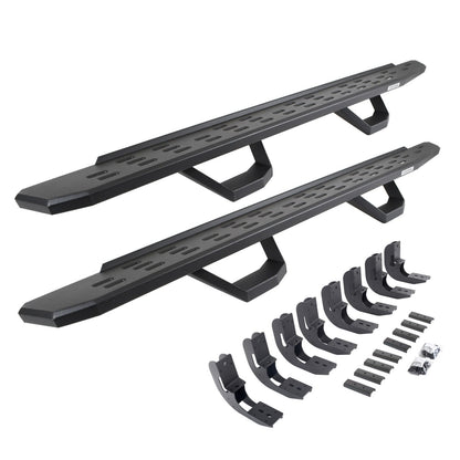 RB30 Running Boards with Mounting Brackets & 2 Pairs of Drop Steps Kit Textured Black 2019-2026 Sierra 1500 2020-2026 Sierra 2500/3500 HD Go Rhino