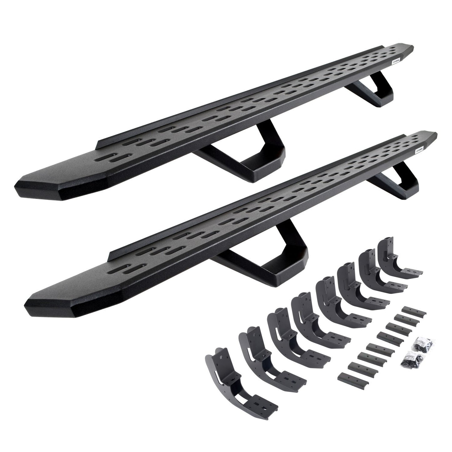 RB30 Running Boards with Mounting Brackets & 2 Pairs of Drops Steps Kit Textured Black 2019-2026 Silverado/Sierra 1500/2500 HD Go Rhino