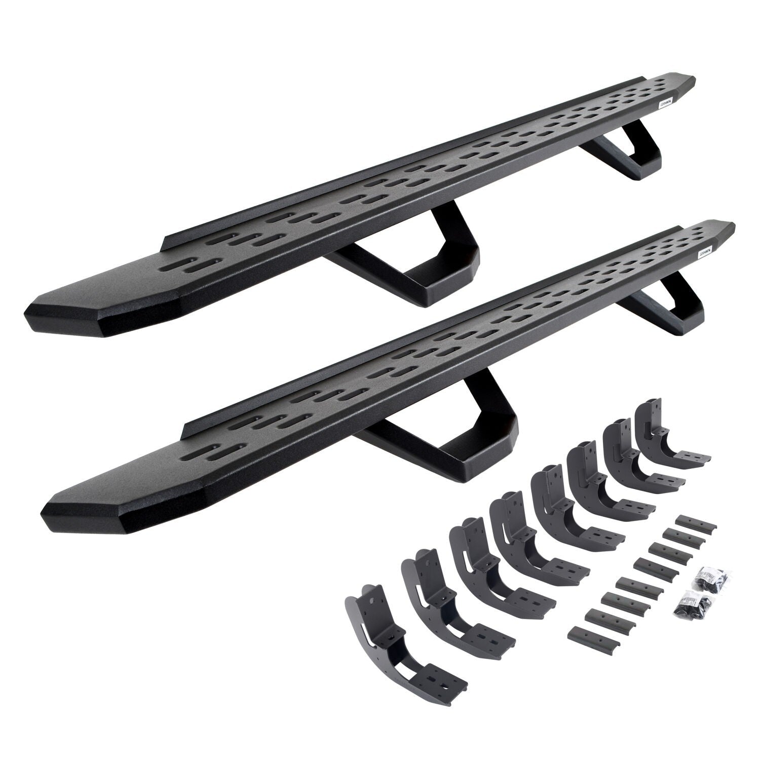 RB30 Running Boards with Mounting Brackets & 2 Pairs of Drops Steps Kit Textured Black 2019-2026 Silverado/Sierra 1500/2500 HD Go Rhino
