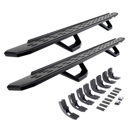 RB30 Running Boards with Mounting Brackets & 2 Pairs of Drops Steps Kit Textured Black 2019-2026 Silverado/Sierra 1500/2500 HD Go Rhino