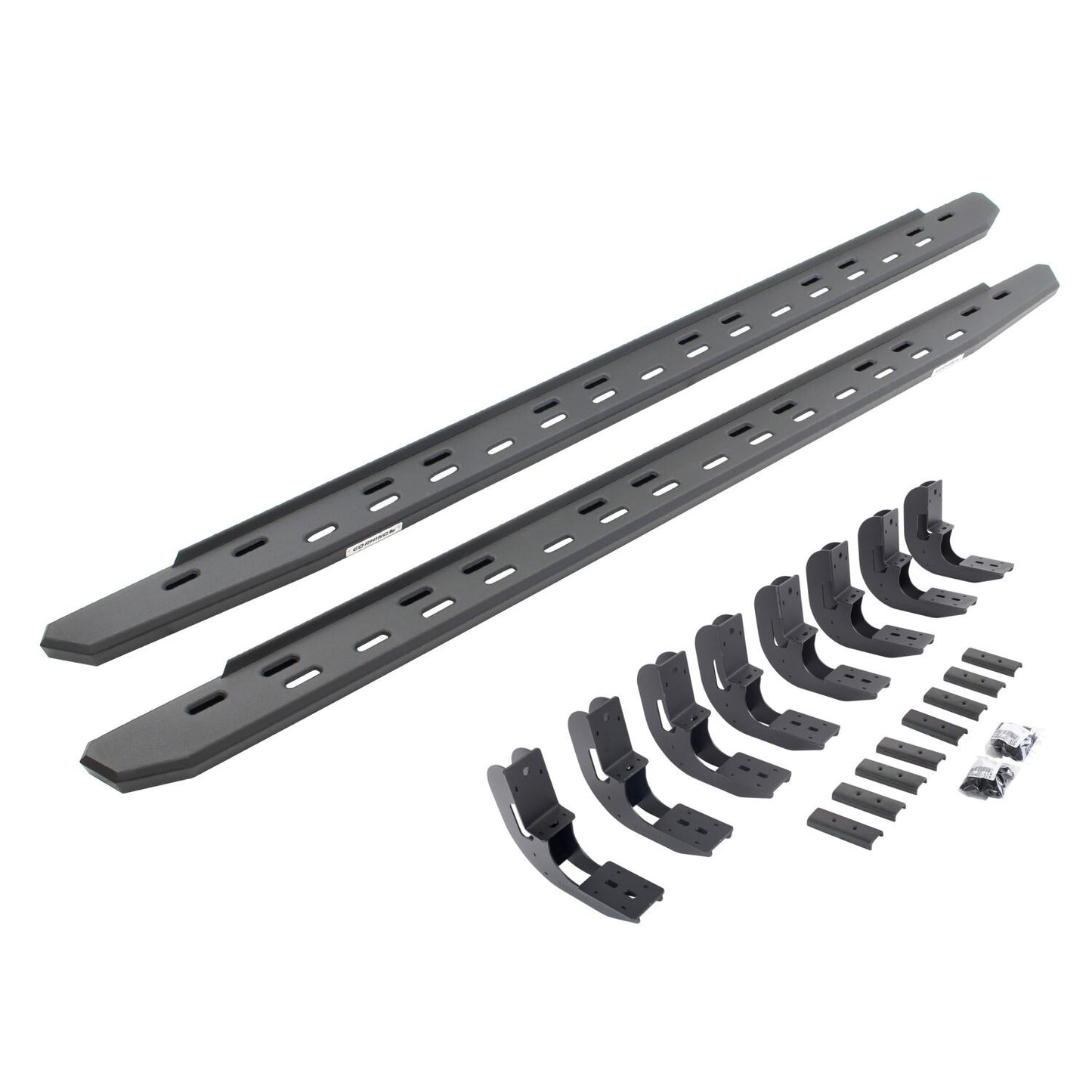 RB30 Slim Line Running Boards with Mounting Bracket Kit Textured Black 2019-2026 Silverado/Sierra 1500/2500 HD Go Rhino