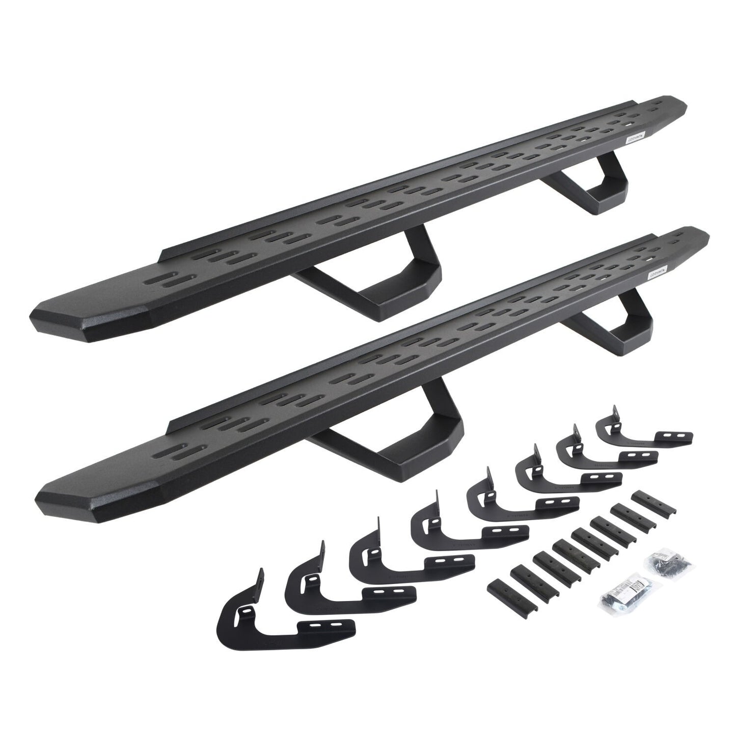 RB30 Running Boards with Mounting Brackets & 2 Pairs of Drops Steps Kit Textured Black 2014-2018 Silverado/Sierra 1500 2015-2018 Silverado/Sierra 2500 HD/3500 HD Go Rhino