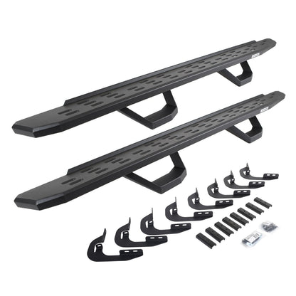 RB30 Running Boards with Mounting Brackets & 2 Pairs of Drops Steps Kit Textured Black 2014-2018 Silverado/Sierra 1500 2015-2018 Silverado/Sierra 2500 HD/3500 HD Go Rhino