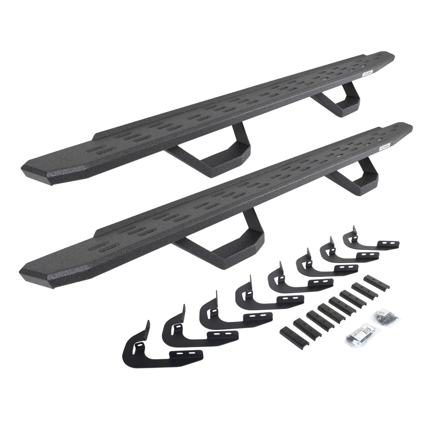 RB30 Running Boards with Mounting Brackets & 2 Pairs of Drops Steps Kit Protective Bedliner Coating 2014-2018 Silverado/Sierra 1500 2015-2018 Silverado/Sierra 2500 HD/3500 HD Go Rhino
