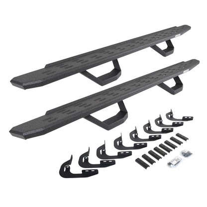 RB30 Running Boards with Mounting Brackets & 2 Pairs of Drops Steps Kit Protective Bedliner Coating 2014-2018 Silverado/Sierra 1500 2015-2018 Silverado/Sierra 2500 HD/3500 HD Go Rhino