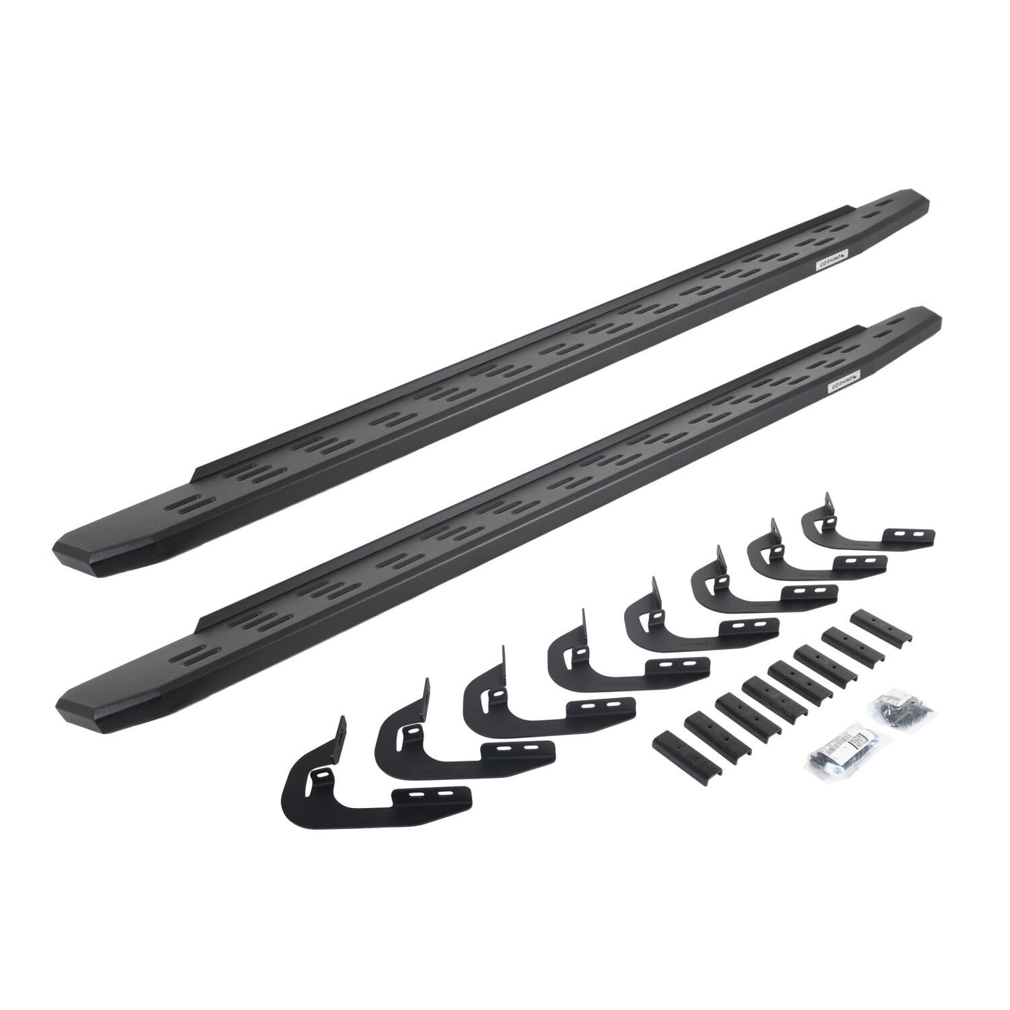 RB30 Running Boards with Mounting Bracket Kit Textured Black 2014-2018 Silverado/Sierra 1500 2015-2018 Silverado/Sierra 2500 HD/3500 HD Go Rhino