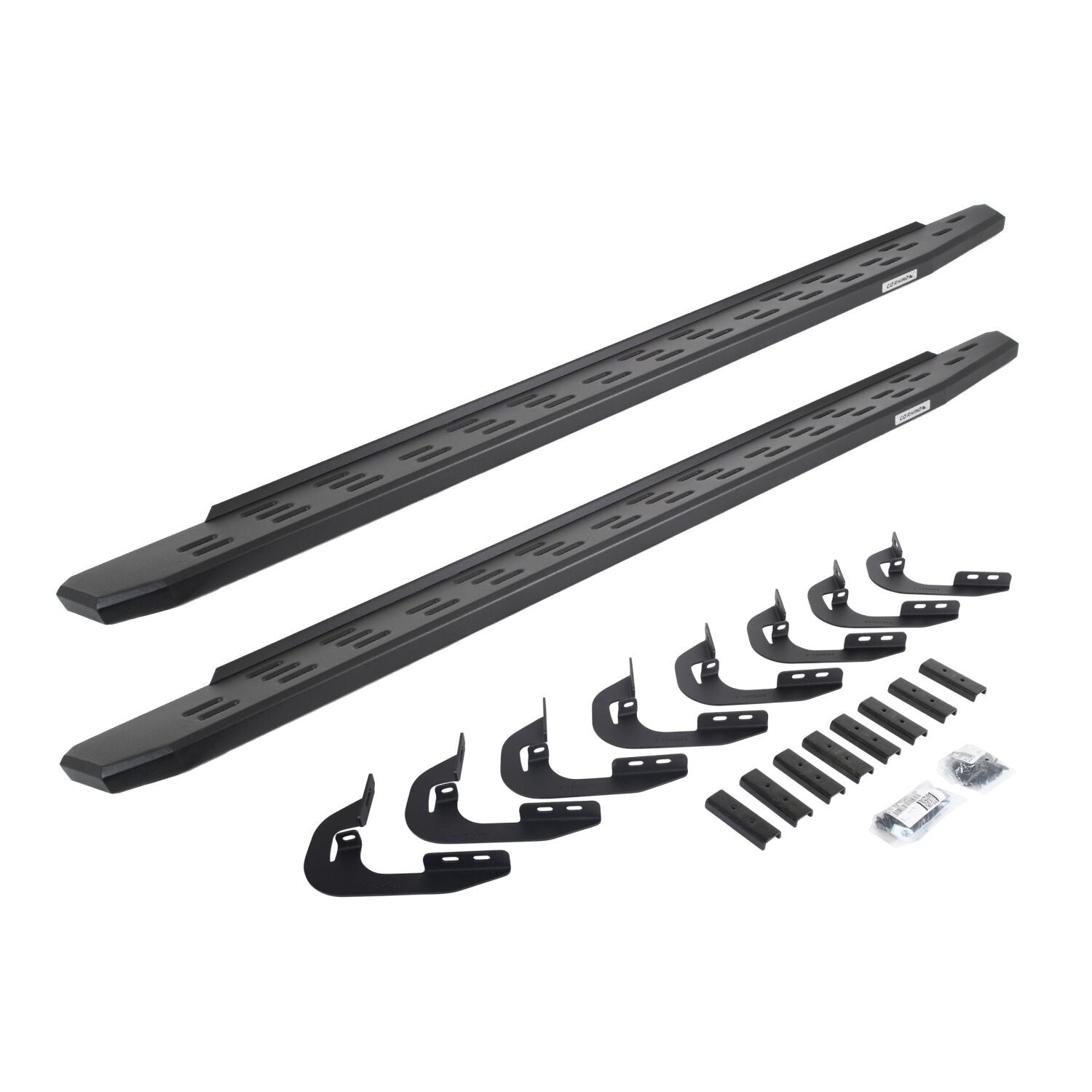 RB30 Running Boards with Mounting Bracket Kit Textured Black 2014-2018 Silverado/Sierra 1500 2015-2018 Silverado/Sierra 2500 HD/3500 HD Go Rhino