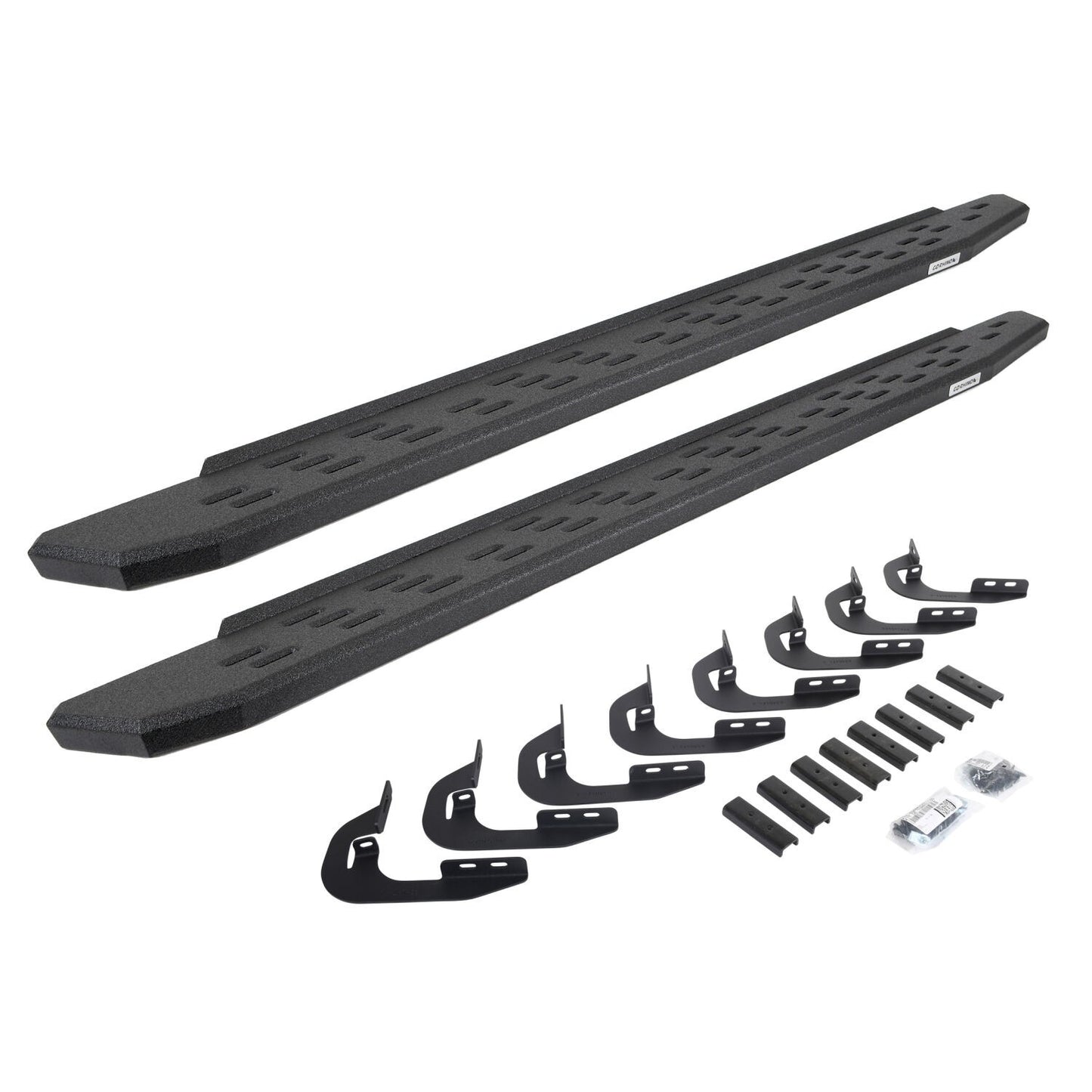 RB30 Running Boards with Mounting Bracket Kit Protective Bedliner Coating 2014-2018 Silverado/Sierra 1500 2015-2018 Silverado/Sierra 2500 HD/3500 HD Go Rhino