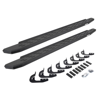 RB30 Running Boards with Mounting Bracket Kit Protective Bedliner Coating 2014-2018 Silverado/Sierra 1500 2015-2018 Silverado/Sierra 2500 HD/3500 HD Go Rhino