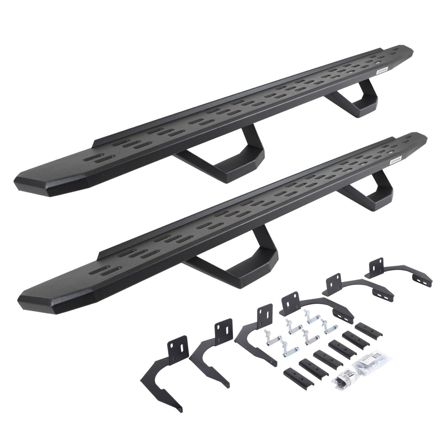 RB30 Running Boards with Mounting Brackets & 2 Pairs of Drops Steps Kit Textured Black 2009-2014 Dodge Ram 1500 Go Rhino