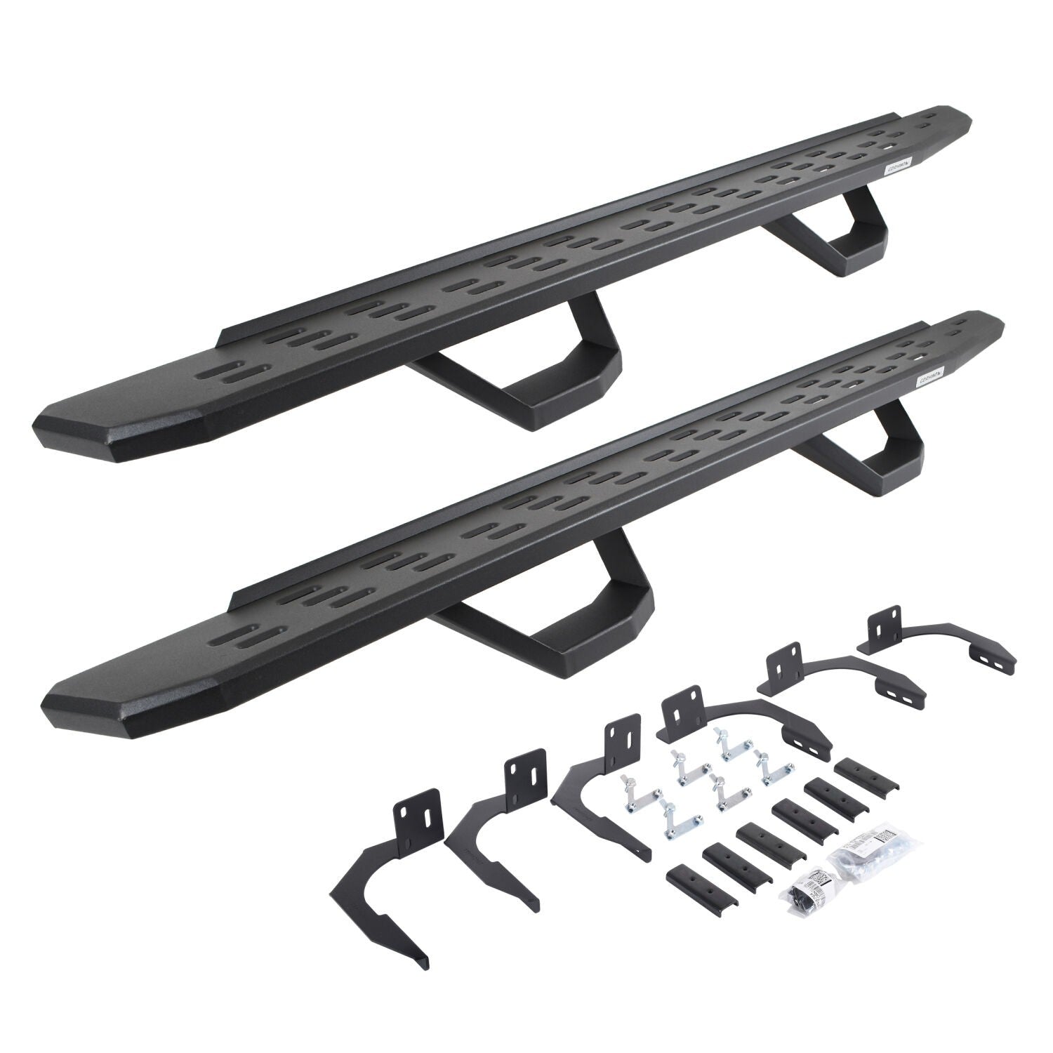RB30 Running Boards with Mounting Brackets & 2 Pairs of Drops Steps Kit Textured Black 2009-2014 Dodge Ram 1500 Go Rhino