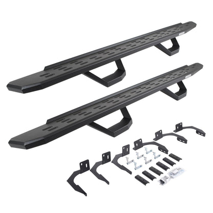 RB30 Running Boards with Mounting Brackets & 2 Pairs of Drops Steps Kit Textured Black 2009-2014 Dodge Ram 1500 Go Rhino