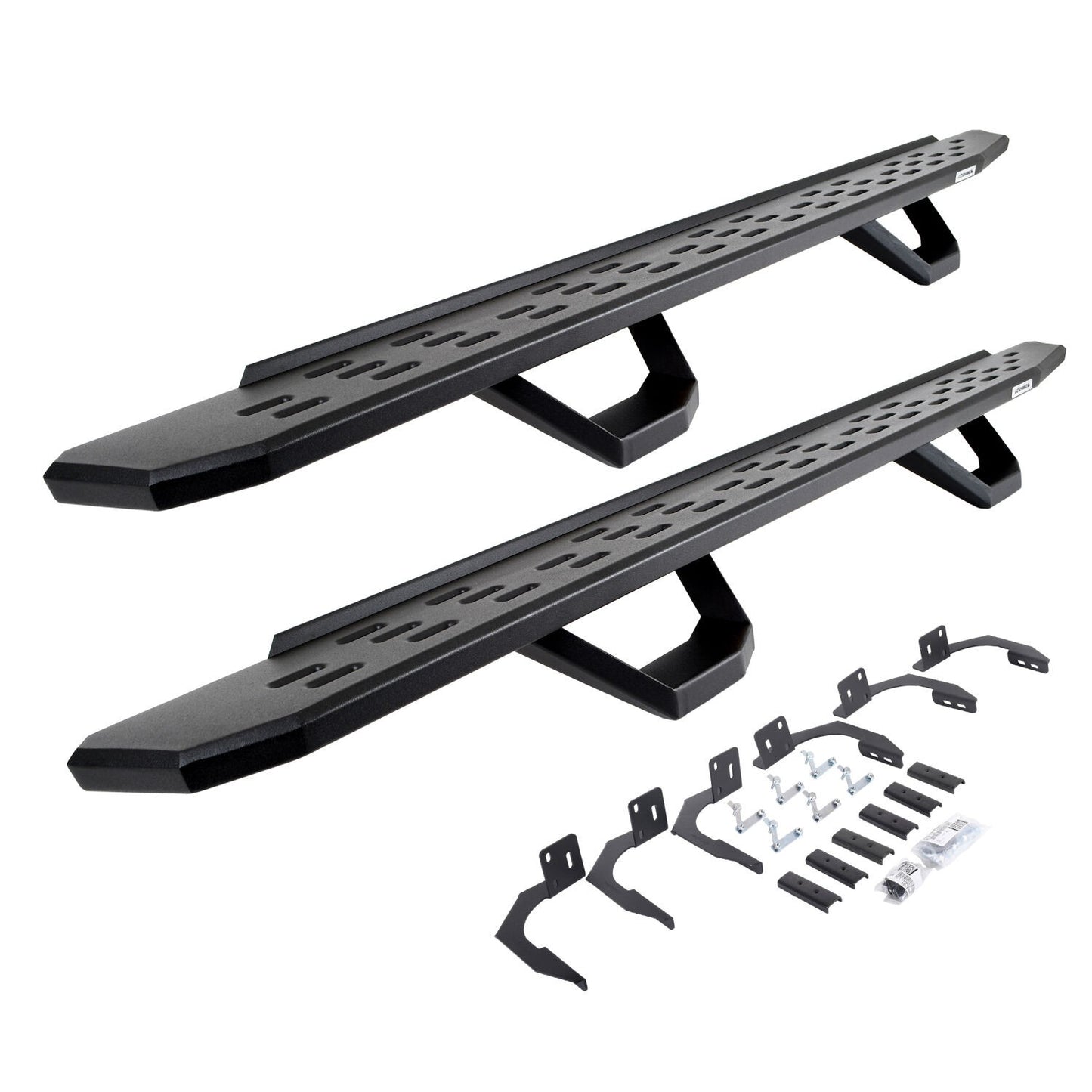 RB30 Running Boards with Mounting Brackets & 2 Pairs of Drops Steps Kit Textured Black 2009-2025 Dodge Ram 150/2500/3500 Go Rhino