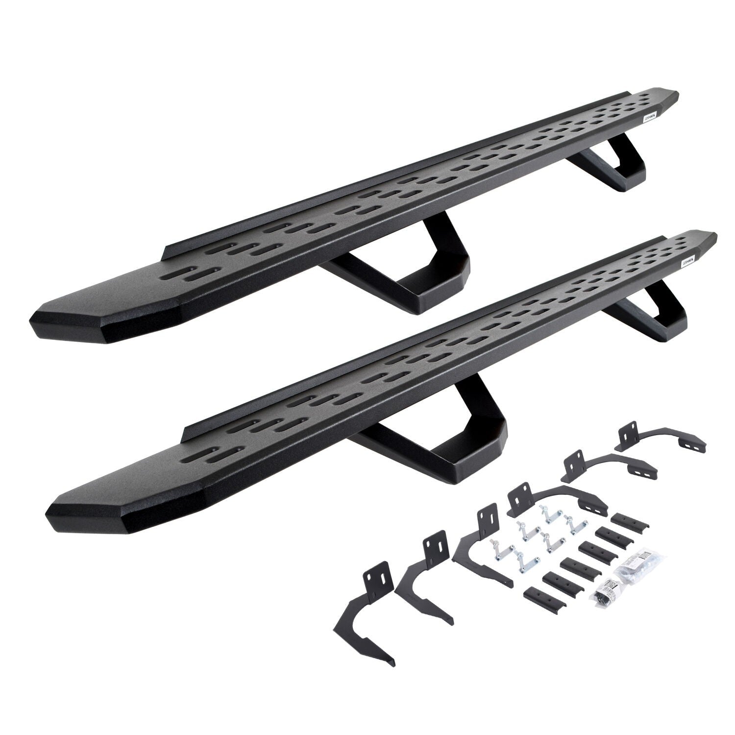 RB30 Running Boards with Mounting Brackets & 2 Pairs of Drops Steps Kit Textured Black 2009-2025 Dodge Ram 150/2500/3500 Go Rhino