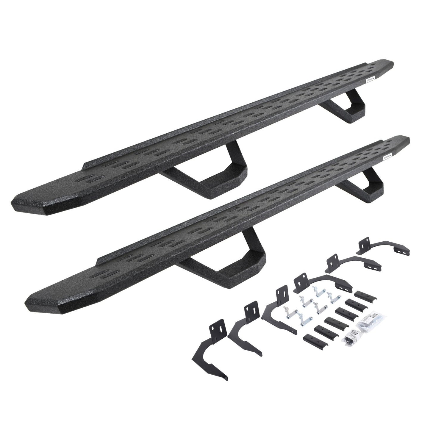 RB30 Running Boards with Mounting Brackets & 2 Pairs of Drops Steps Kit Protective Bedliner Coating 2009-2025 Dodge Ram 1500/2500/3500 Go Rhino