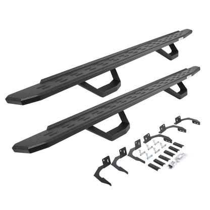 RB30 Running Boards with Mounting Brackets & 2 Pairs of Drops Steps Kit Protective Bedliner Coating 2009-2025 Dodge Ram 1500/2500/3500 Go Rhino