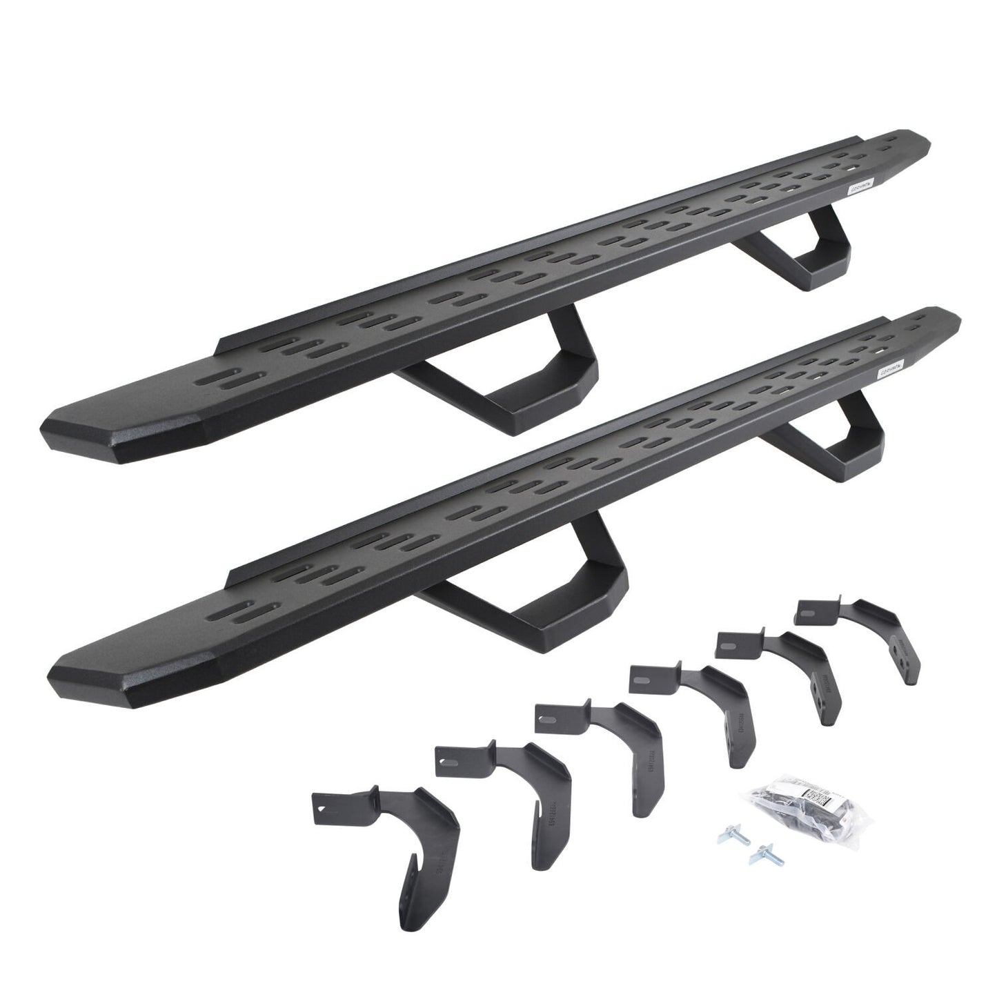 RB30 Running Boards with Mounting Brackets & 2 Pairs of Drops Steps Kit Textured Black 2004-2014 Ford F-150 Extended Cab Go Rhino