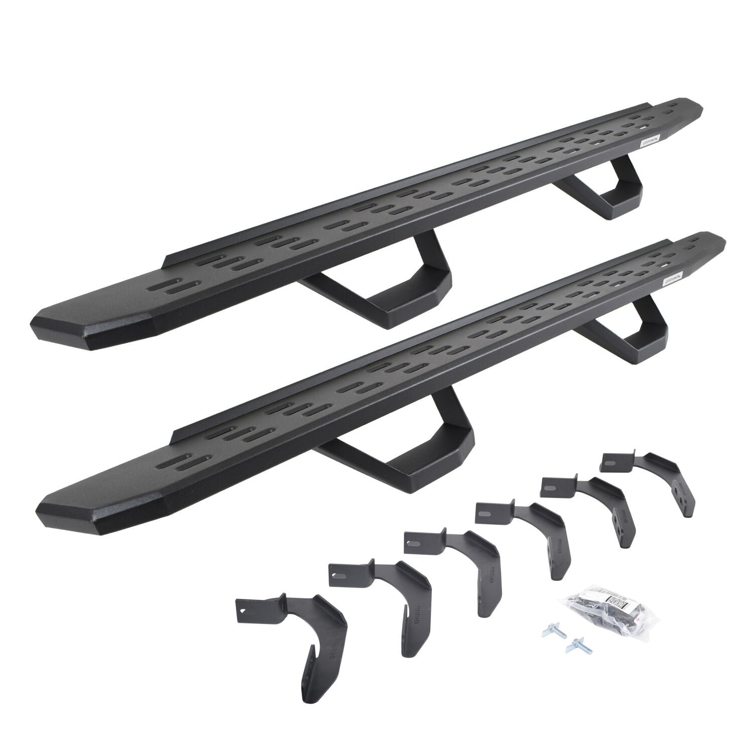 RB30 Running Boards with Mounting Brackets & 2 Pairs of Drops Steps Kit Textured Black 2004-2014 Ford F-150 Extended Cab Go Rhino