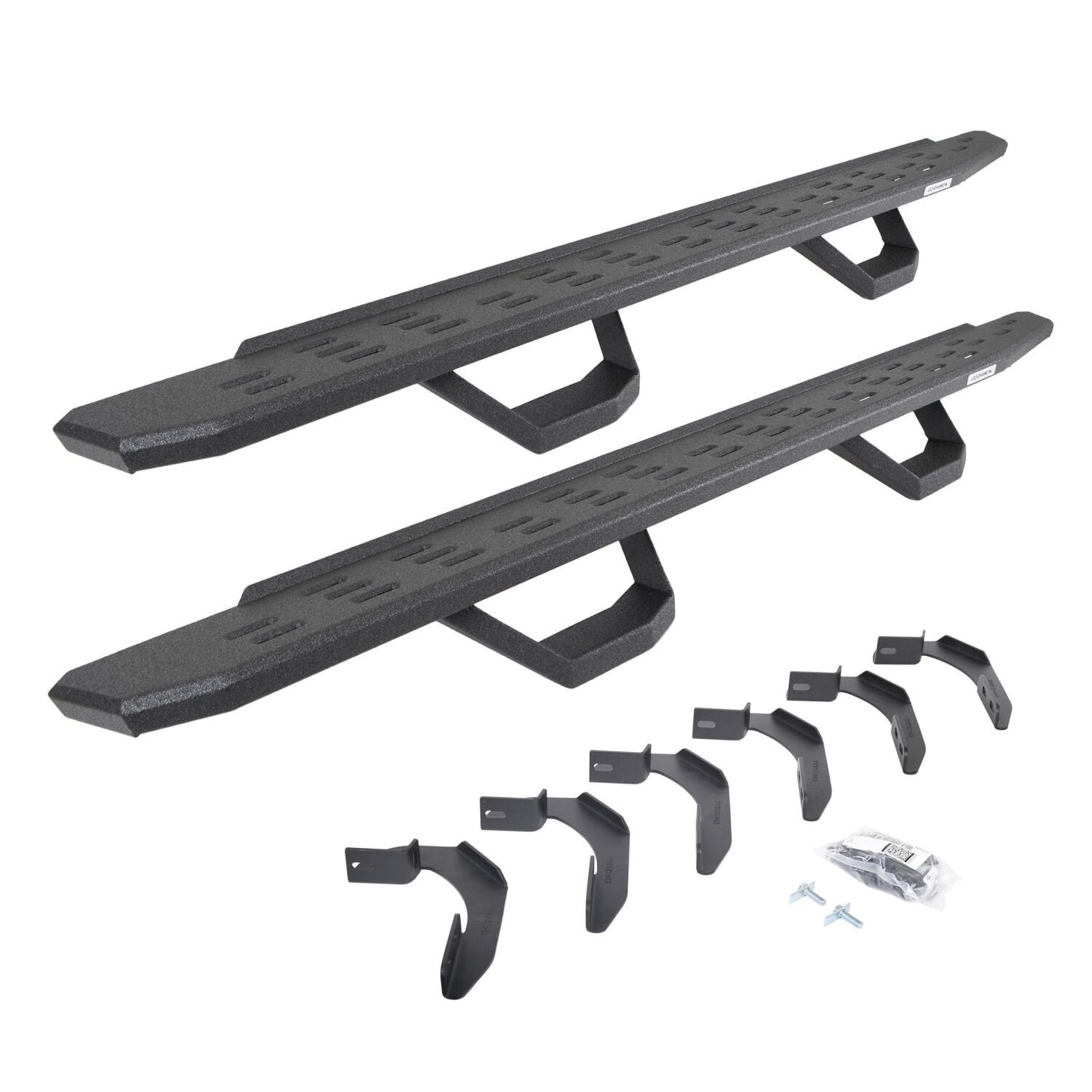 RB30 Running Boards with Mounting Brackets & 2 Pairs of Drops Steps Kit Protective Bedliner Coating 2004-2014 Ford F-150 Extended Cab Go Rhino