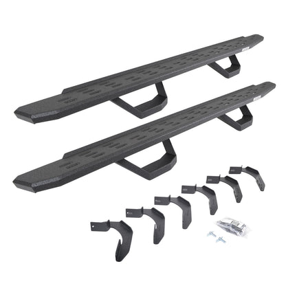 RB30 Running Boards with Mounting Brackets & 2 Pairs of Drops Steps Kit Protective Bedliner Coating 2004-2014 Ford F-150 Extended Cab Go Rhino
