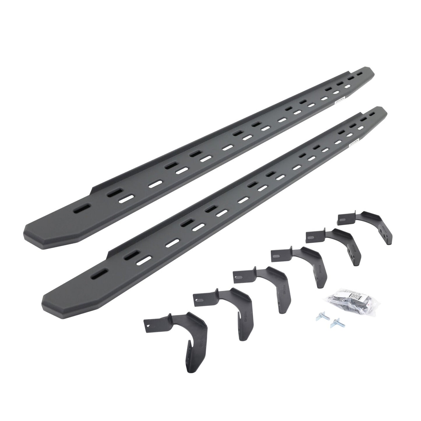 RB30 Slim Line Running Boards with Mounting Bracket Kit Textured Black 2004-2014 Ford F-150 Extended Cab Go Rhino
