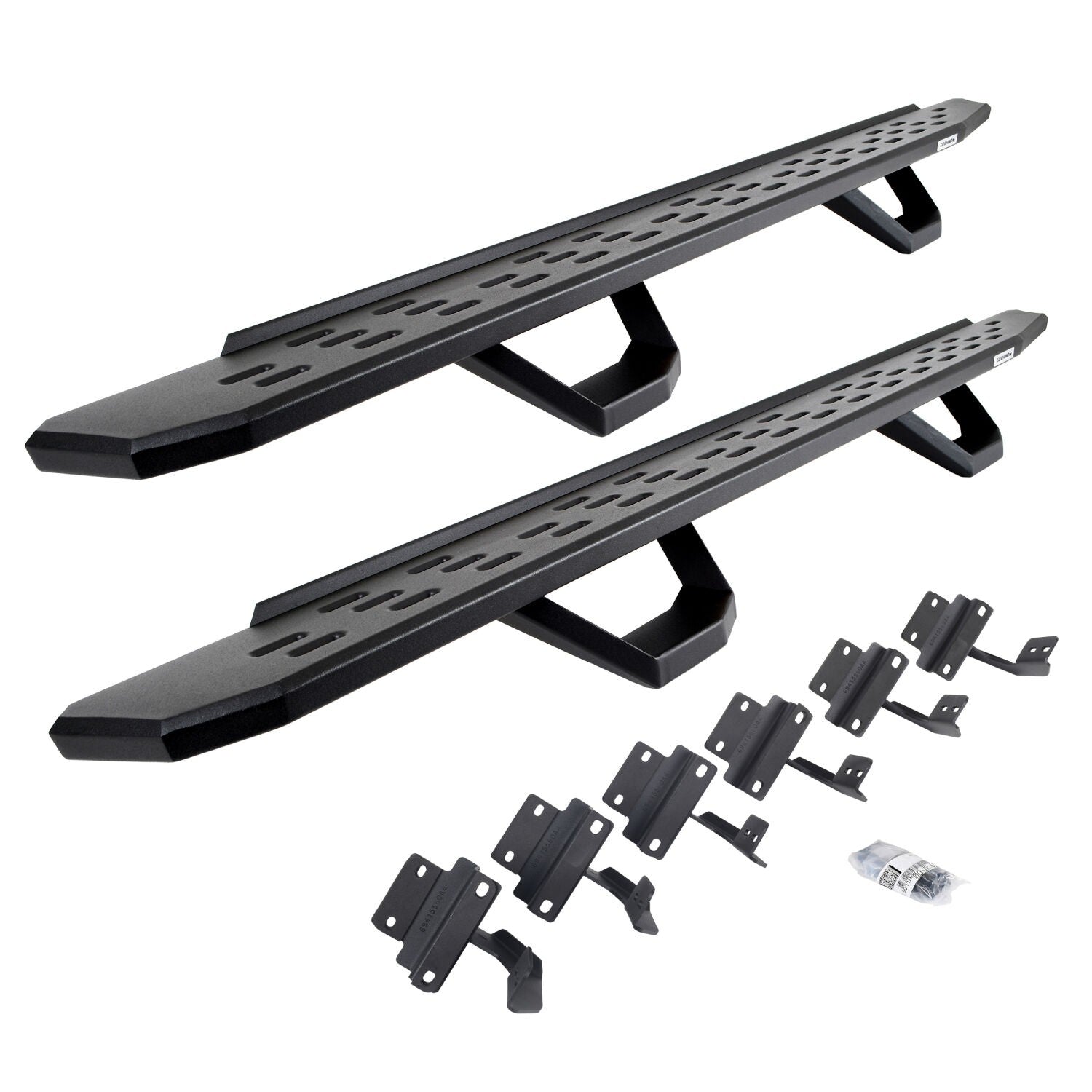 RB30 Running Boards with Mounting Brackets & 2 Pairs of Drops Steps Kit Textured Black 2004-2014 Ford F-150 Go Rhino