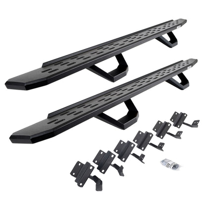 RB30 Running Boards with Mounting Brackets & 2 Pairs of Drops Steps Kit Textured Black 2004-2014 Ford F-150 Go Rhino