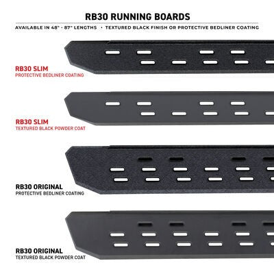 RB30 Running Boards with Mounting Brackets & 2 Pairs of Drops Steps Kit Textured Black 2004-2014 Ford F-150 Go Rhino