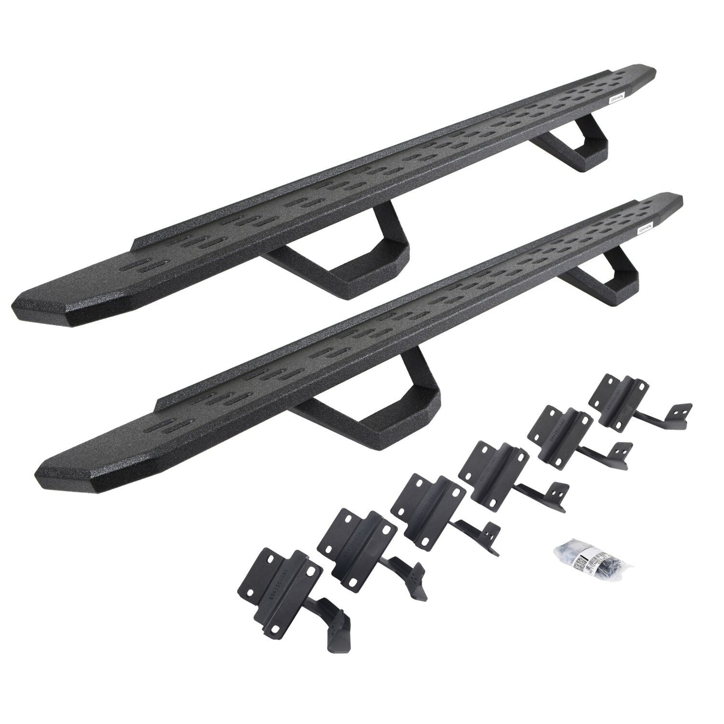 RB30 Running Boards with Mounting Brackets & 2 Pairs of Drops Steps Kit Protective Bedliner Coating 2004-2014 Ford F-150 Go Rhino