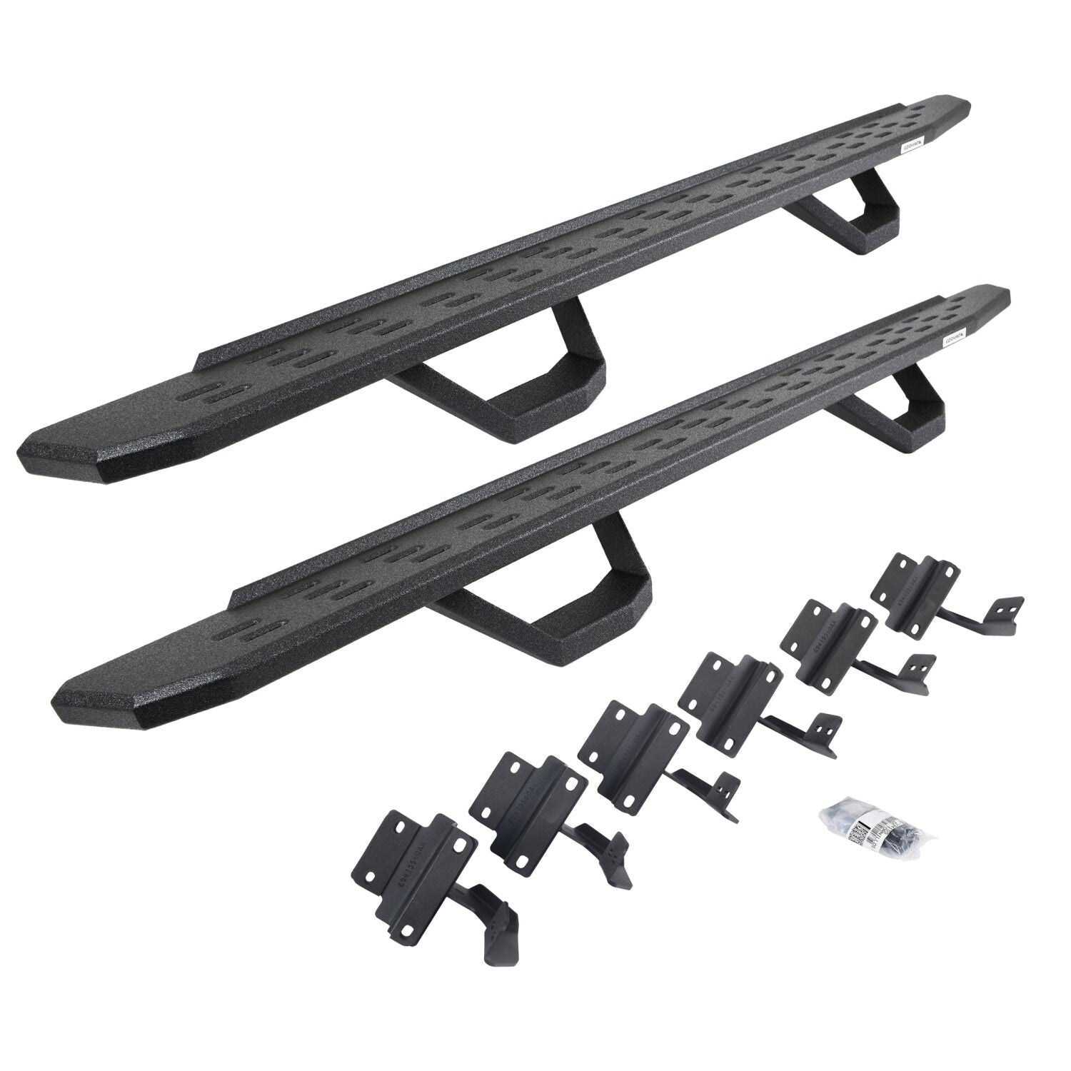 RB30 Running Boards with Mounting Brackets & 2 Pairs of Drops Steps Kit Protective Bedliner Coating 2004-2014 Ford F-150 Go Rhino