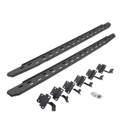 RB30 Slim Line Running Boards with Mounting Bracket Kit Protective Bedliner Coating 2004-2014 Ford F-150 Crew Cab Go Rhino