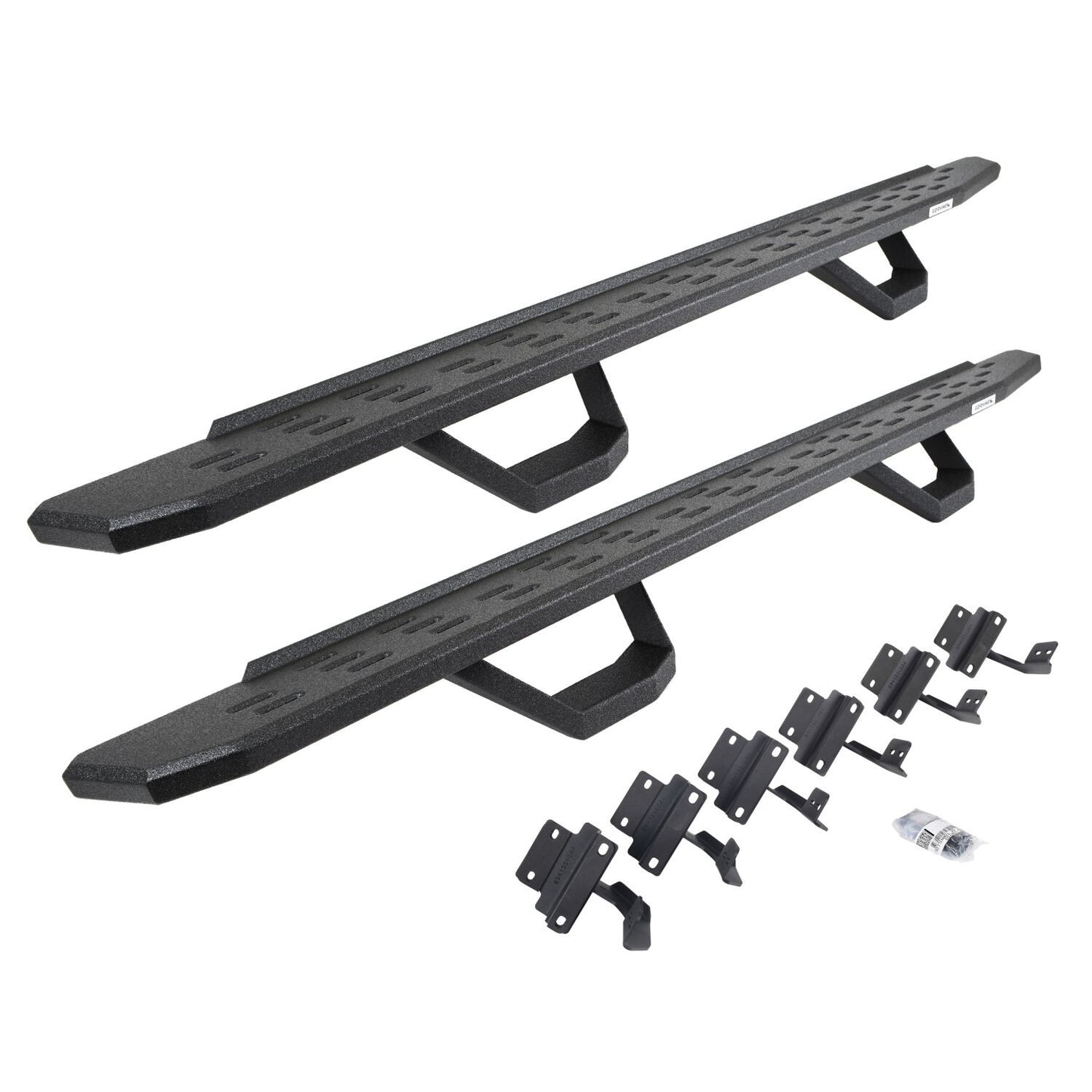 RB30 Running Boards with Mounting Brackets & 2 Pairs of Drops Steps Kit Protective Bedliner Coating 2015-2025 Ford F-150/ F-250/F-350 Go Rhino