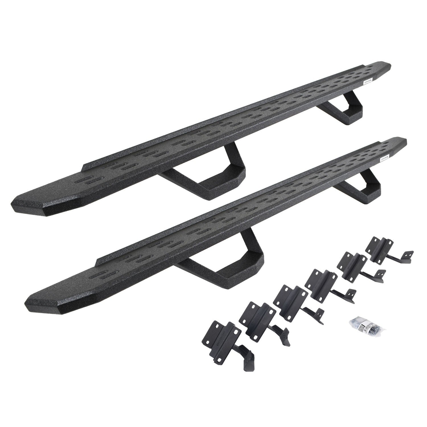 RB30 Running Boards with Mounting Brackets & 2 Pairs of Drops Steps Kit Protective Bedliner Coating 2015-2025 Ford F-150/ F-250/F-350 Go Rhino