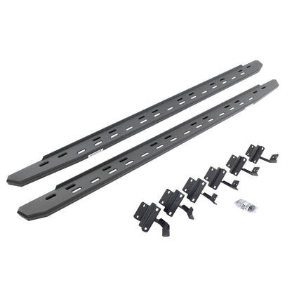 RB30 Slim Line Running Boards with Mounting Bracket Kit Textured Black 2015-2025 Ford F-150/ F-250/F-350 Go Rhino