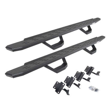 RB30 Running Boards with Mounting Brackets & 2 Pairs of Drops Steps Kit Protective Bedliner Coating 2015-2026 Ford F-150/ F-250/F-350 Go Rhino