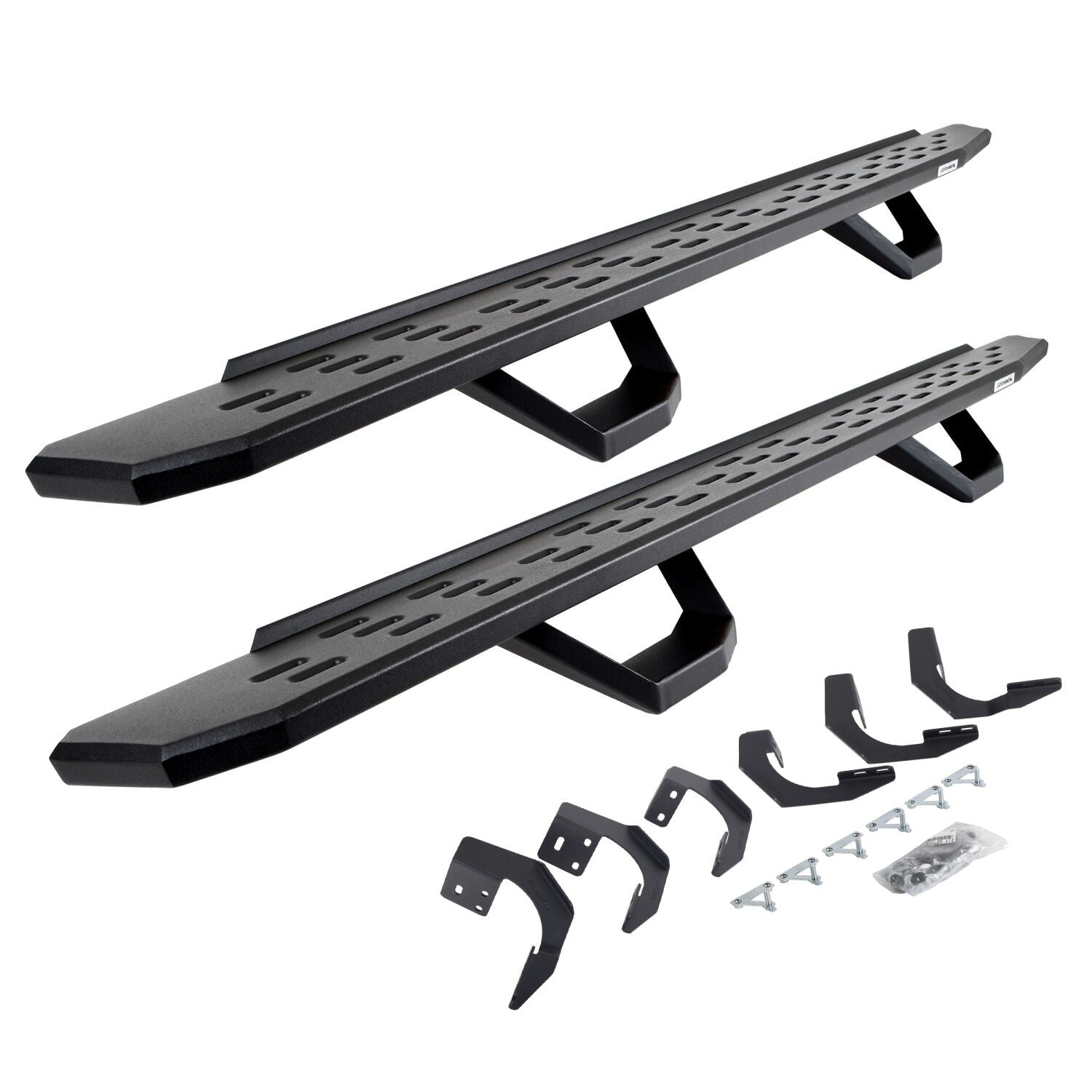RB30 Running Boards with Mounting Brackets & 2 Pairs of Drops Steps Kit Textured Black 2015-2018 Ram 1500 Go Rhino