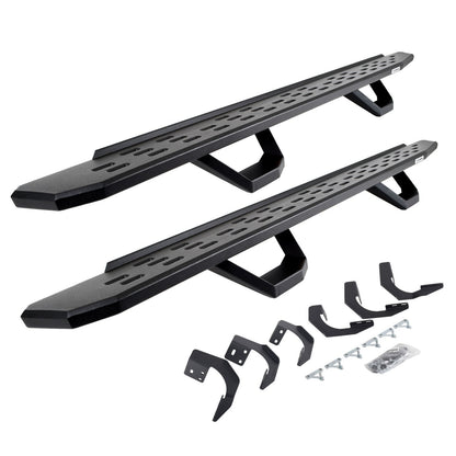 RB30 Running Boards with Mounting Brackets & 2 Pairs of Drops Steps Kit Textured Black 2015-2018 Ram 1500 Go Rhino